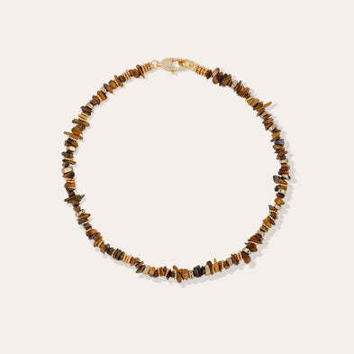 Collier Aloha mini doré - Oeil de tigre
