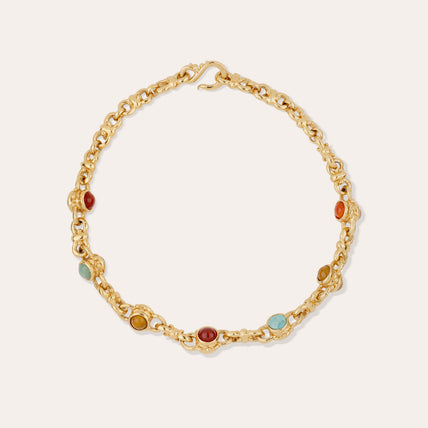 Collier Amarante cabochons multi doré - Cornaline & Turquoise