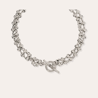 Atik double chain fine silver-plated necklace