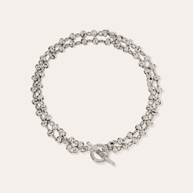 Atik double chain fine silver-plated necklace