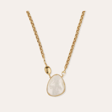 Billy Silia large gold necklace - White Mother-of-Pearl