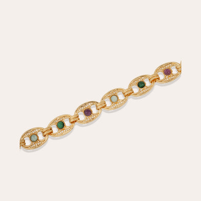 Collier Carthage doré - Malachite, Améthyste & Amazonite