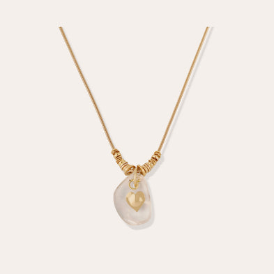 Collier Galet doré - Cristal de roche