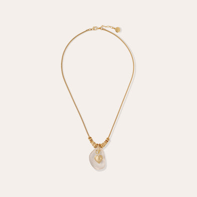 Collier Galet doré - Cristal de roche