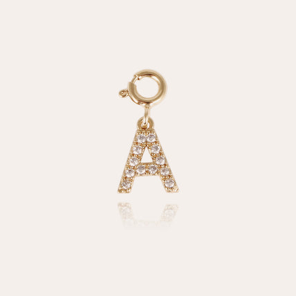 Charms pendentif lettre A strass doré