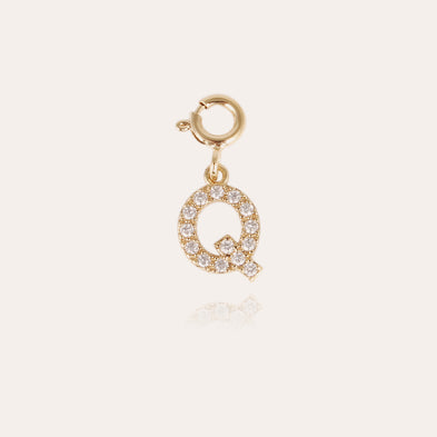 Gold rhinestone letter Q charm pendant