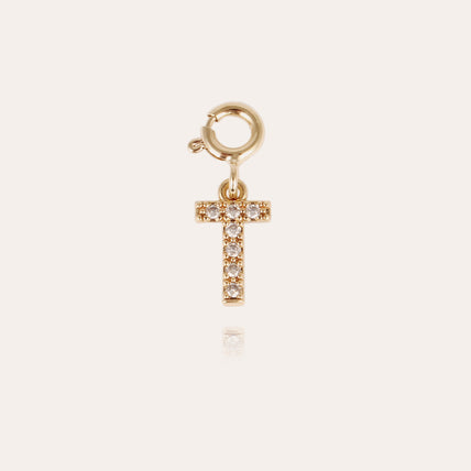 Charms pendentif lettre T strass doré
