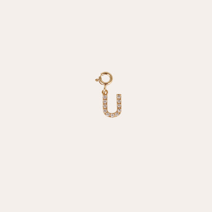Charms pendentif lettre U strass doré