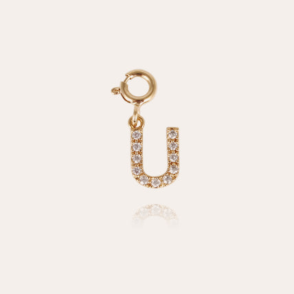 Charms pendentif lettre U strass doré