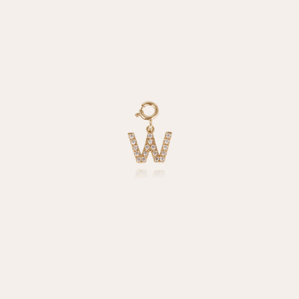 Charms pendentif lettre W strass doré