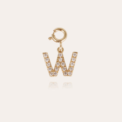Charms pendentif lettre W strass doré