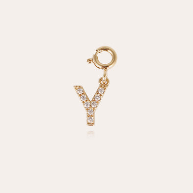 Charms pendentif Lettre Y strass doré