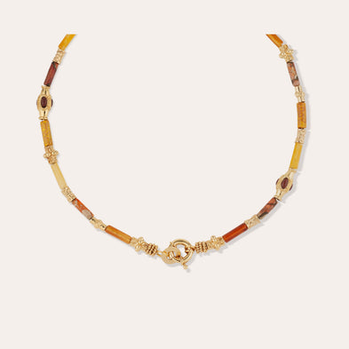 Kali gold-tone necklace - Red Jasper & Malinga Jasper