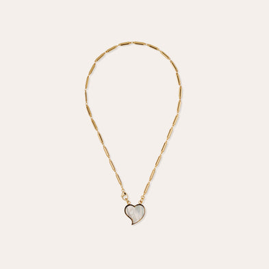 Collier Mirage Coeur petit modèle doré - Nacre blanche