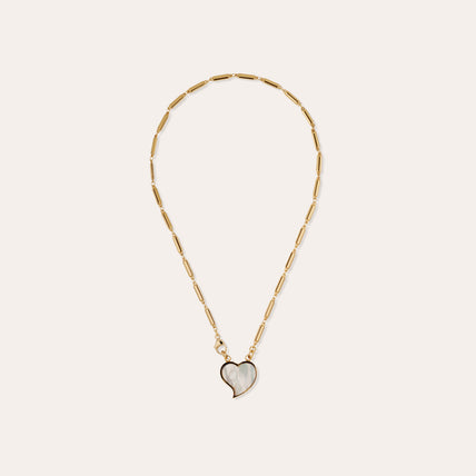 Collier Mirage Coeur petit modèle doré - Nacre blanche