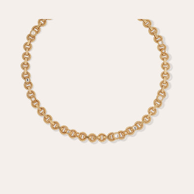 Collier Mistral doré - Nacre blanche & Strass