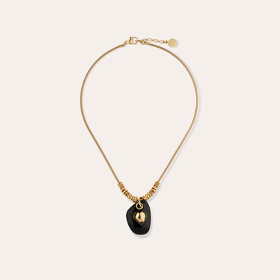 Collier Galet doré - Onyx Noir