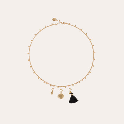 Gold pompom pendant charm