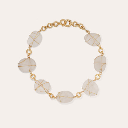 Collier Rainbow Multi grand modèle doré - Cristal de roche