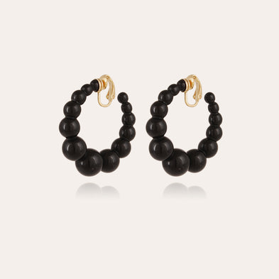 Andy Small Gold-Tone Acetate Hoop Earrings - Black