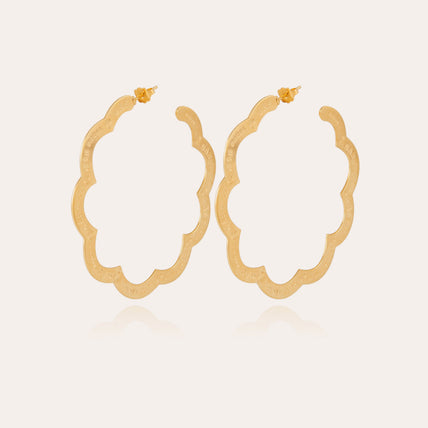 Bolduc Flore engraved large hoop earrings, gold-tone