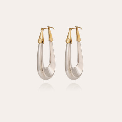 Boucles d'oreilles Écume grand modèle bicolore argentées