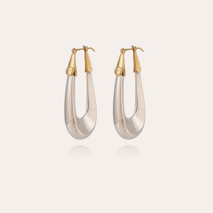Boucles d'oreilles Écume grand modèle bicolore argentées