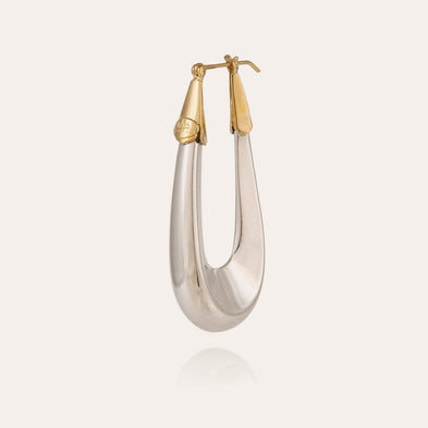 Boucles d'oreilles Écume grand modèle bicolore argentées