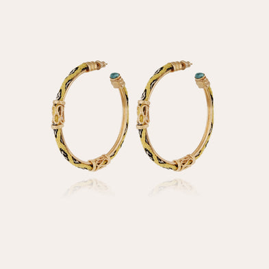 Boucles d'oreilles créoles Lima cabochons dorées