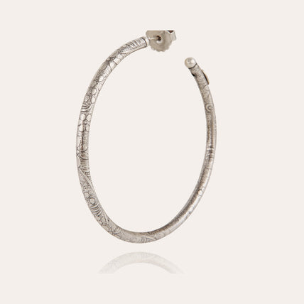Maori large silver hoop earrings