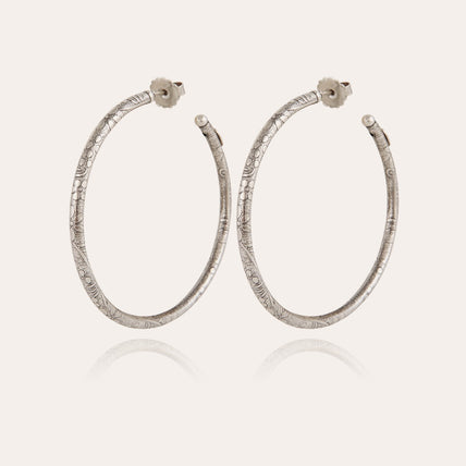 Maori large silver hoop earrings