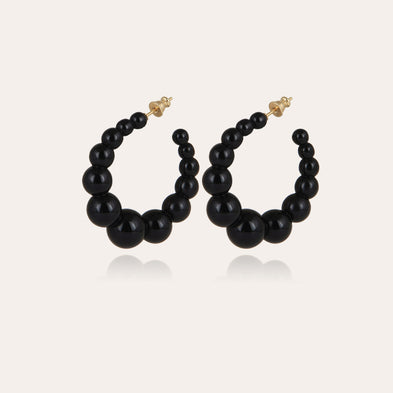 Andy small gold-tone acetate hoop earrings - Black