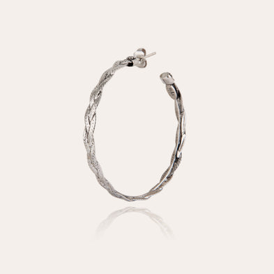 Tresse medium silver hoop earrings