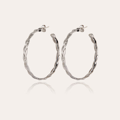 Tresse medium silver hoop earrings