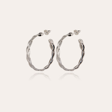 Boucles d'oreilles créoles Tresse petit modèle argentées