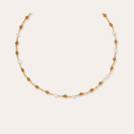 Collier Rosario doré - Nacre blanche