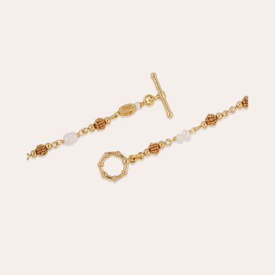 Collier Rosario doré - Nacre blanche