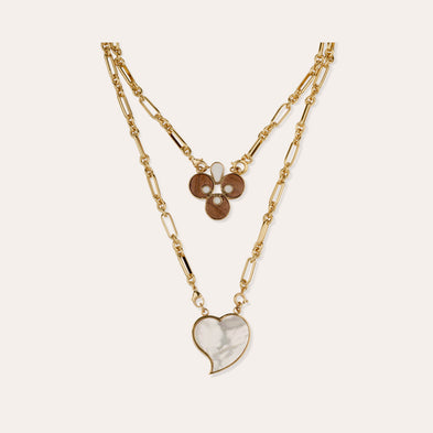 Collier Scapulaire Mirage doré - Bois & Nacre Blanche