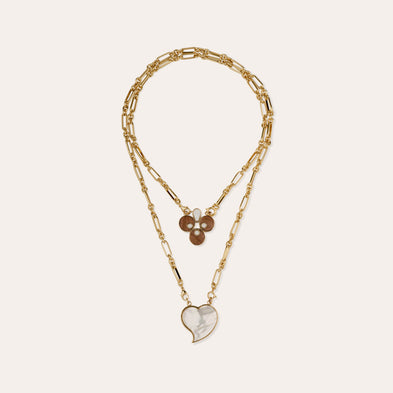 Collier Scapulaire Mirage doré - Bois & Nacre Blanche