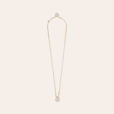Scapulaire Serti Gold Necklace - Crystal & White Mother-of-Pearl