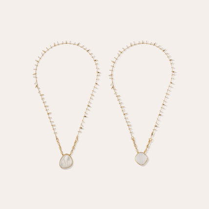 Gold-Plated Scapular Necklace - White Mother-of-Pearl & Crystal
