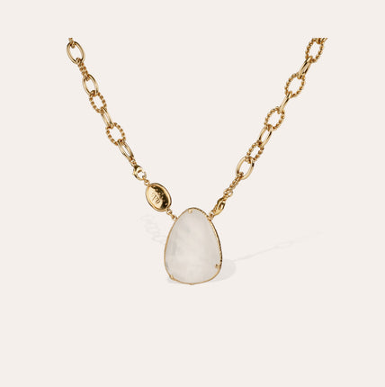 Collier Billy Silia grand modèle doré - Cristal de roche