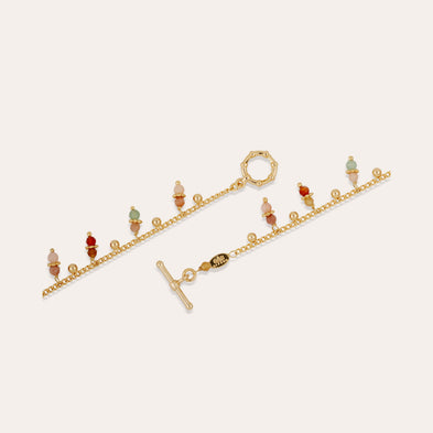 Collier Tangerine doré - Quartz Vert & Quartz rose