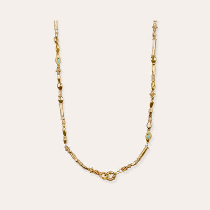 Kali cabochon medium necklace gold-plated - Turquoise Matrix
