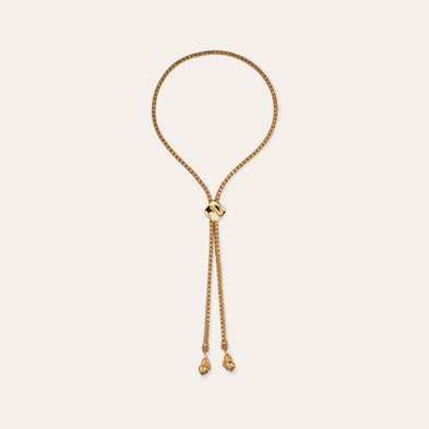 Square Biwa Gold Long Necklace