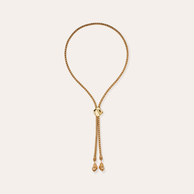 Square Biwa Gold Long Necklace