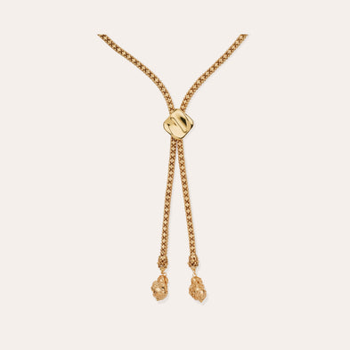 Square Biwa Gold Long Necklace