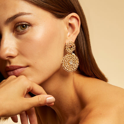 Pendientes «Onde Gourmette» con strass, de la colección « small size », dorados