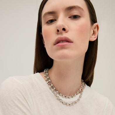 Atik double chain fine silver-plated necklace