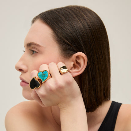 Bague Mirage Coeur dorée - Turquoise